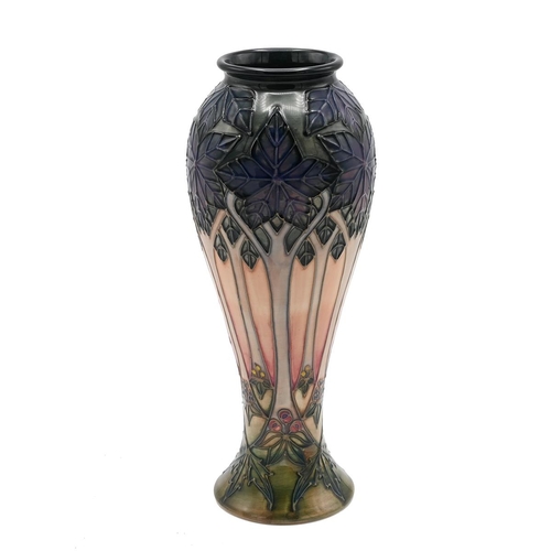 255 - Moorcroft Cluny pattern vase by Sally Tuffin 1993. Impressed Moorcroft mark and year cypher to base.... 