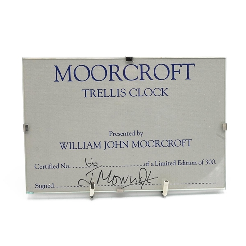 256 - Moorcroft Trellis Pattern quartz mantel clock - limited edition (66/300) - 1994. Impressed Moorcroft... 