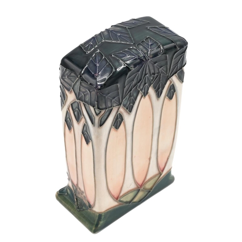 257 - Moorcroft Cluny pattern mantle clock, 1993,  with quartz movement. Impressed Moorcroft marks, date c... 