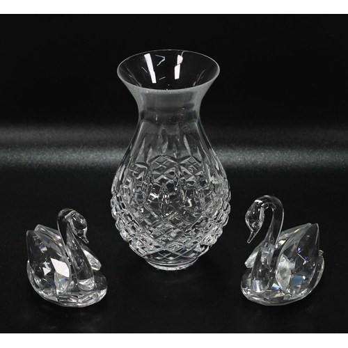 273 - Glassware to include a collection of Swarovski glass comprising: A large (12cm) Waterlily candle hol... 