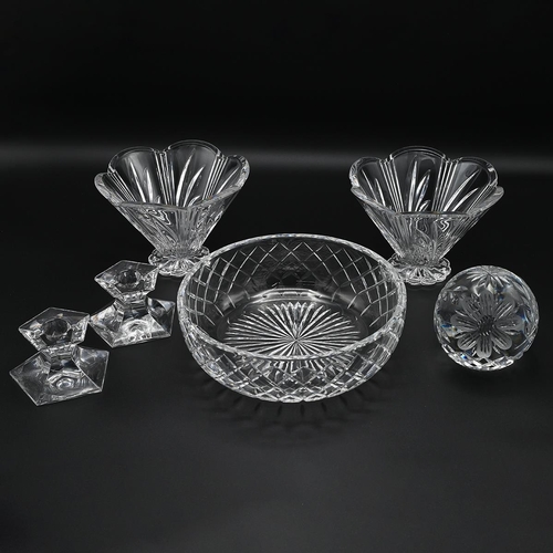 274 - A collection of 20th century cut glass items to include: A Royal Brierley bowl in presentation box (... 