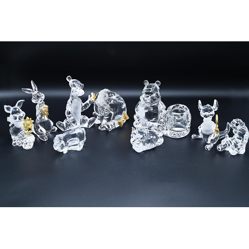 340 - A collection of 16 Lennox Disney glass models of Winnie the Pooh, along with Bradford Exchange model... 