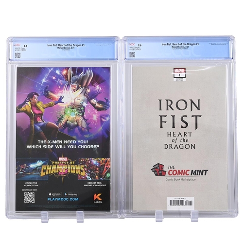 363 - Slabbed Marvel Comics (2)- Iron Fist: Heart of the Dragon #1 Virgin edition, CGC 9.6 white pages; Ir... 