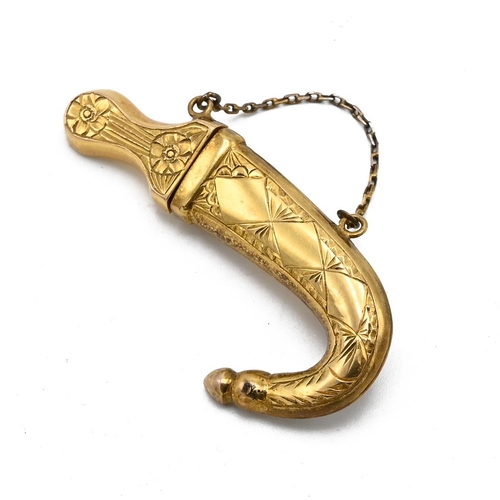 4 - A gold brooch in the form of a Jambiya dagger, stamped 14k, 8.10 grams 