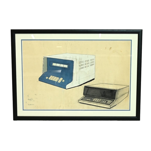 467 - Calculator Art - Framed 1960s Soviet Calculator painting signed to reverse by Ukranian product desig... 