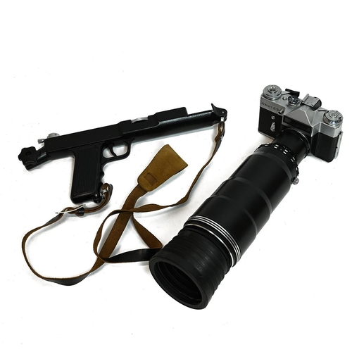 476 - Zenit Photosniper Camera in case. Zenit-ES SLR 35mm body with Tair-3-Phs F/4.5 300mm lens. With filt... 