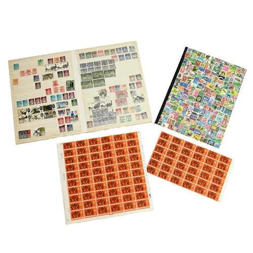 512 - A collection of stamps U.K. and world stamps contained in two albums, along with a sheet 6d stamps 