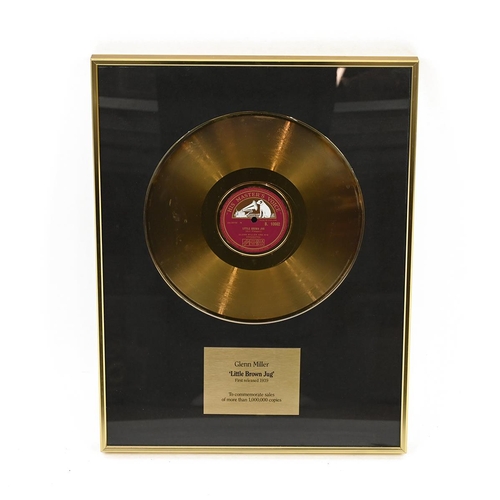 517 - Vinyl: Framed Glenn Miller 'Little Brown Jug' Gold Record- To Commemorate 1 Million sales. W 36cm, H... 