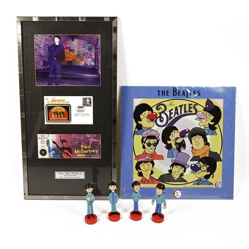 520 - Beatles Collectables (3): Framed limited edition print and tickets to Paul McCartney reopening the C... 