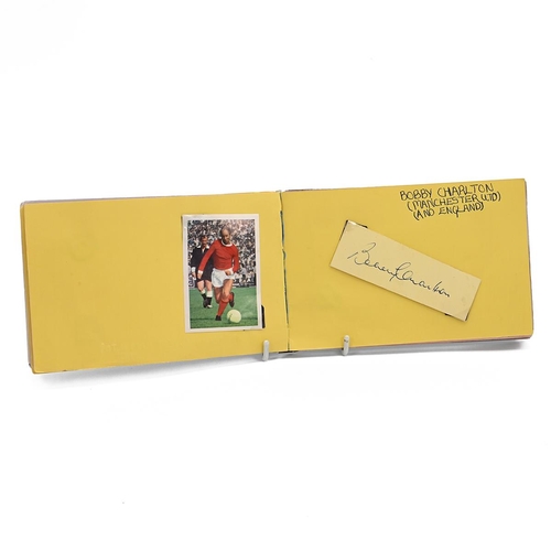 523 - Football interest - A collection of autographs to include Geoff Hurst, Bobby Charlton, Jackie Charlt... 