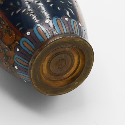 574 - Japanese Meiji Period (1868-1912) miniature Nagoya cloisonné vase of high shouldered baluster form w... 