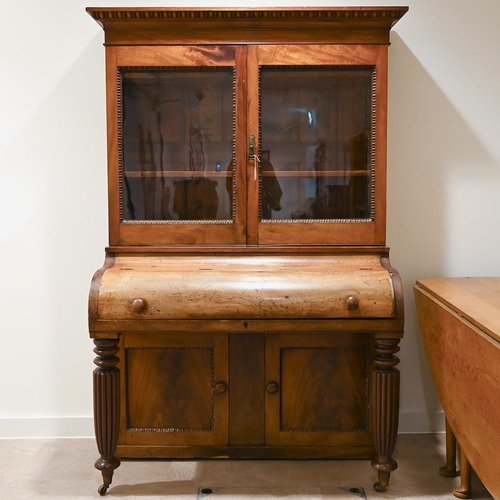 581 - A mid 19th Century mahogany Secrétaire bookcase converted from a piano or, more likely, a pianola. T... 