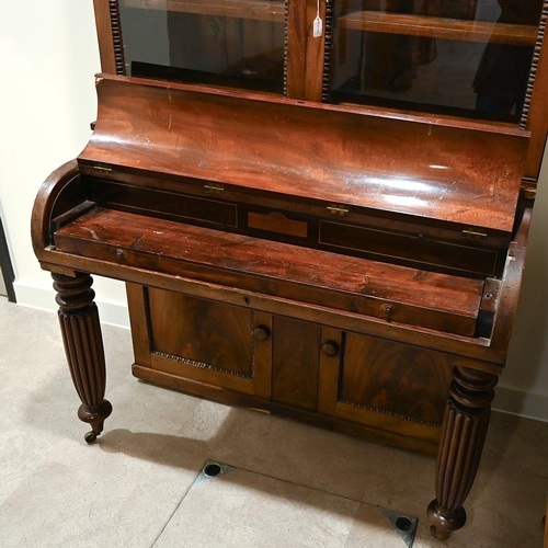 581 - A mid 19th Century mahogany Secrétaire bookcase converted from a piano or, more likely, a pianola. T... 