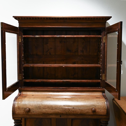 581 - A mid 19th Century mahogany Secrétaire bookcase converted from a piano or, more likely, a pianola. T... 