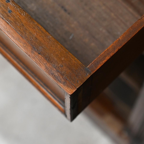 585 - Edwardian glazed oak bookcase, the upper part a stepped pediment over  two glazed doors, with brass ... 