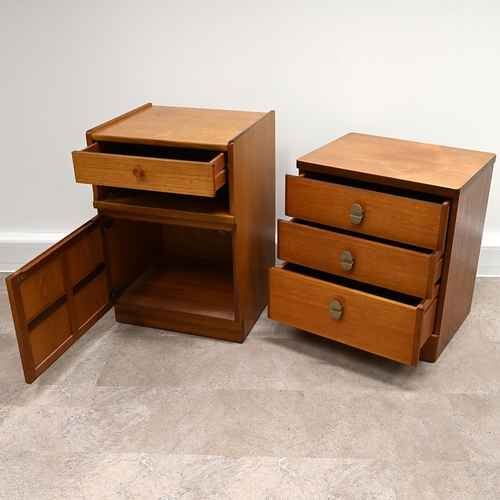 590 - Mid-Century teak furniture to include a Nathan Furniture side cabinet with drawer over shelf over cu... 