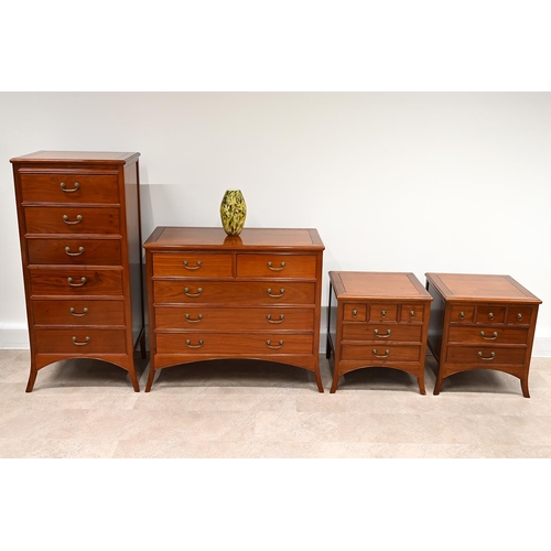 593 - 20th Century Rosewood bedroom suite to include a King Size bed (L 205cm, W 159cm), two bedside cabin... 