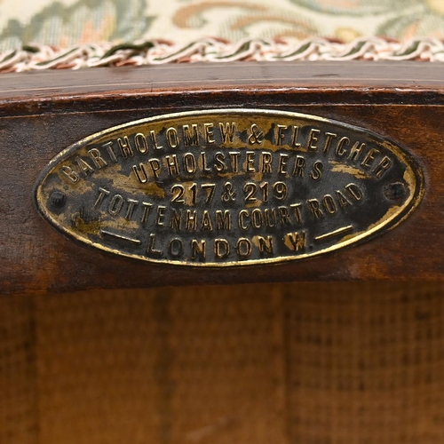 614 - Set of four late 19th century mahogany dining chairs with railed back, the centre slat inlaid with f... 