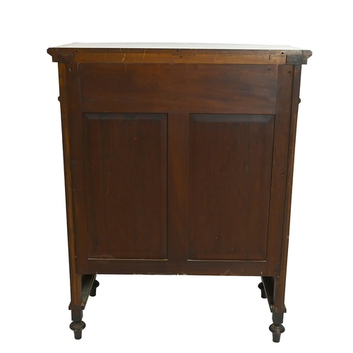 616 - An Edwardian bow-fronted rosewood cabinet with long drawer over two cupboard doors, all inlaid with ... 