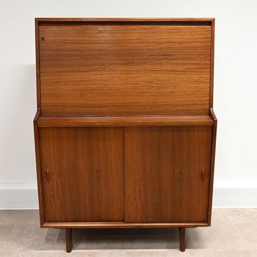 618 - Mid-Century Herbert Gibbs teak slimline bureau - circa 1960, having a lockable (key present) drop do... 