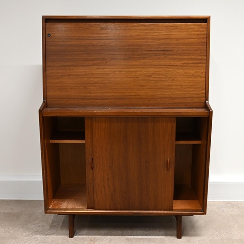 618 - Mid-Century Herbert Gibbs teak slimline bureau - circa 1960, having a lockable (key present) drop do... 