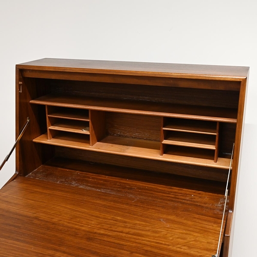 618 - Mid-Century Herbert Gibbs teak slimline bureau - circa 1960, having a lockable (key present) drop do... 