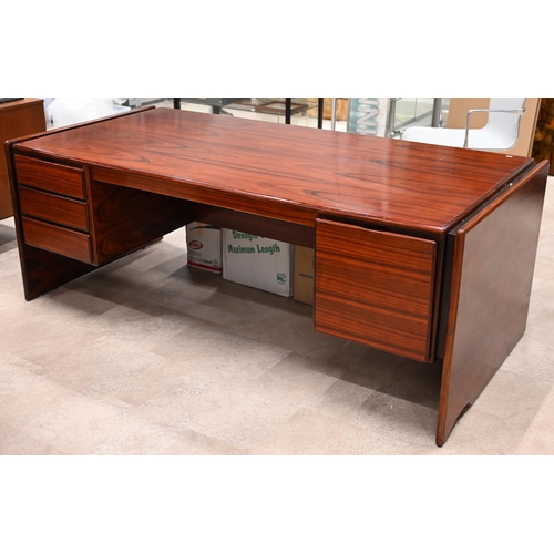 625 - A Dyrlund Skyline Danish rosewood executive desk, circa 1970's, with three drawers and a file drawer... 