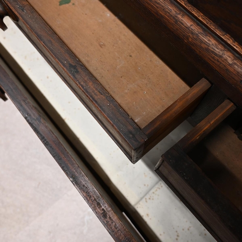 630 - 19th Century Oak Linen Press Cupboard comprising two doors, flanked by turned and facetted columns, ... 