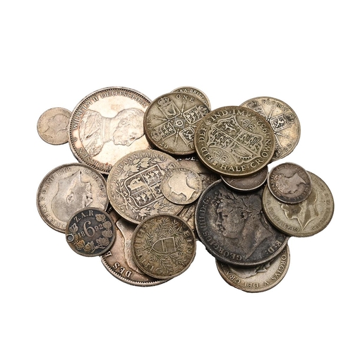 64 - Group of two (2) weighed and bagged sets of unsorted mixed British and world coins in silver and bas... 