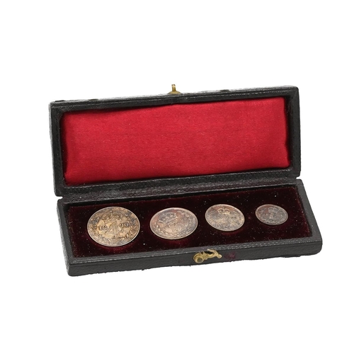 67 - 1890 Queen Victoria Maundy Money silver four-coin Jubilee Head set in a historic presentation box (S... 