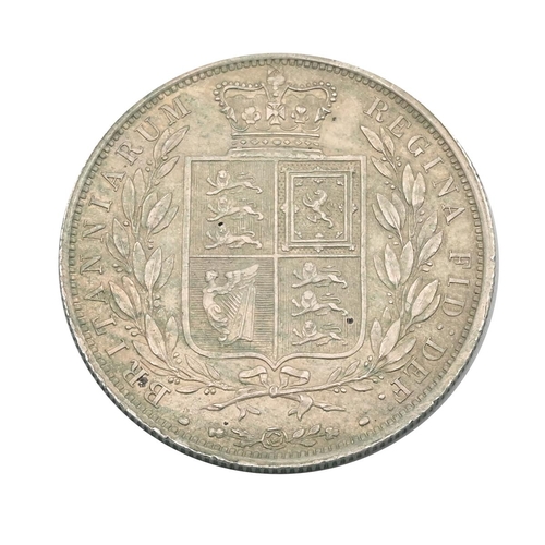 77 - 1885 silver Queen Victoria William Wyon 'Young Head' Halfcrown coin (S 3889, ESC 713). Obverse: type... 