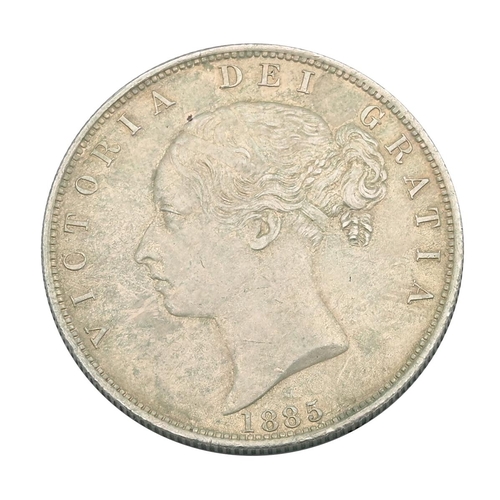 77 - 1885 silver Queen Victoria William Wyon 'Young Head' Halfcrown coin (S 3889, ESC 713). Obverse: type... 