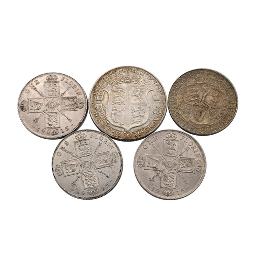 81 - Group of five (5) British silver coins from the late 19th and early 20th centuries. Includes (1) 192... 
