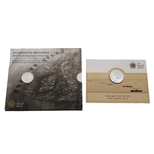 87 - Group of two (2) 999 silver collectable Royal Mint coins in original sleeve packaging. Includes (1) ... 