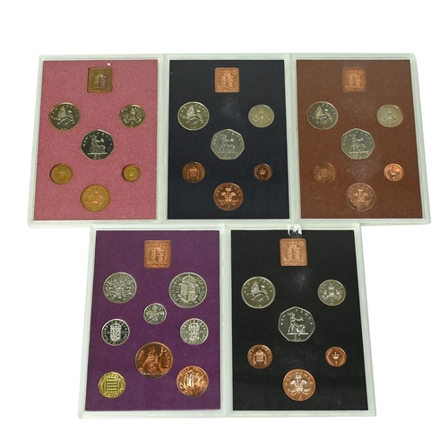 98 - Group of five (5) collectable 1970s UK proof-finish annual sets from The Royal Mint. Includes (1) 19... 