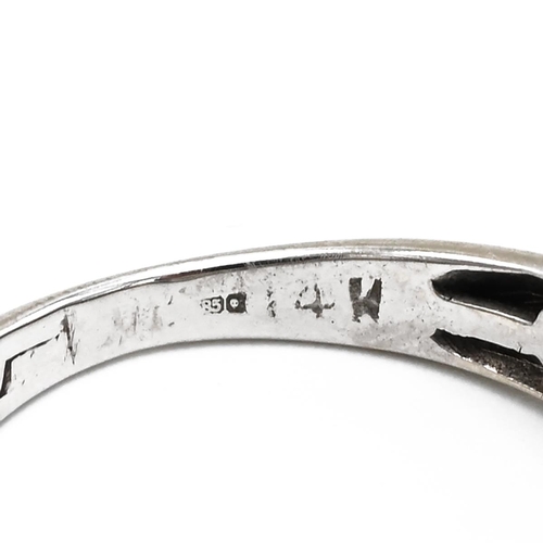 47 - A 14k white gold and diamond dress ring, set with a round brilliant cut diamond approximately 0.3ct,... 