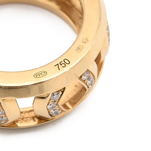 8 - An 18ct rose gold Patek Philippe Nautilus gold and rose diamond ring, set with approximately 60 diam... 