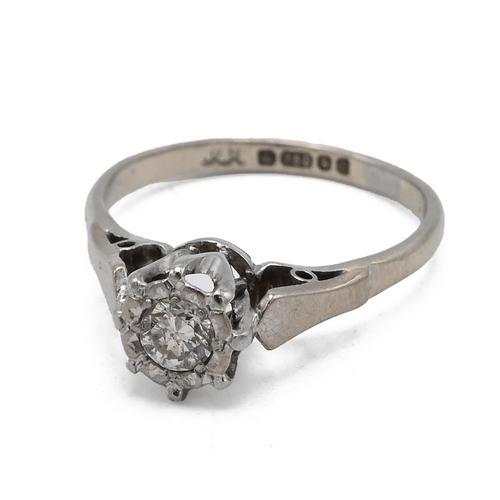 1 - An 18ct white gold and single stone diamond ring, the brilliant cut diamond weighing approximately 0... 