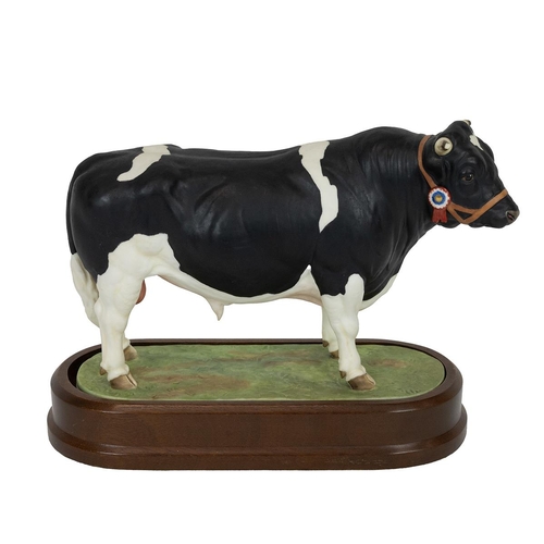 108 - Royal Worcester porcelain British Friesian Bull, modelled by Doris Lindner, circa 1964, printed mark... 