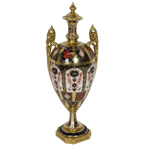 119 - Royal Crown Derby Trophy Vase in the Old Imari pattern SGB 1128 (height 30cm). Stamp mark and year c... 