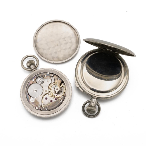 19 - Vintage 1930's military pocketwatch, 50mm plated case, marked 'G.S.T.P. M85257' to back. Also a vint... 