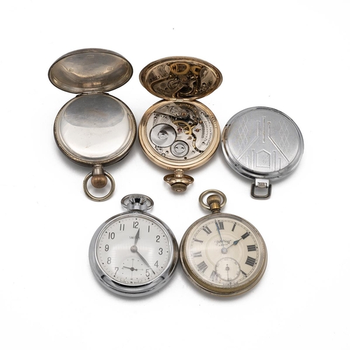 20 - Group of five pocket watches (5). 1x Hamilton gold plated 52mm Hunter case; 1x Army 'Services' silve... 