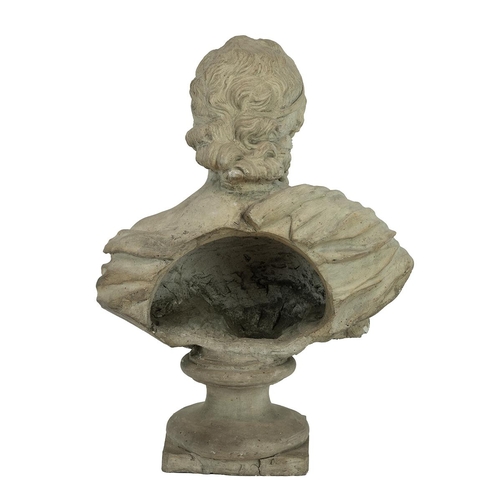 52 - Late 18th Century School - Bust of Homer, terracotta with iron ore inclusions, on a square base, 75c... 