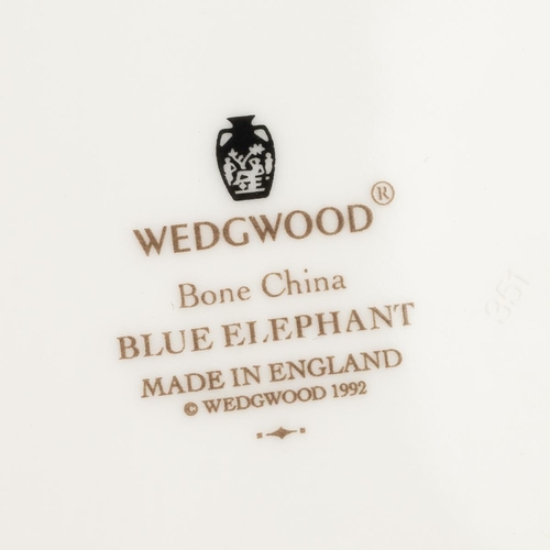 68 - Wedgwood Blue Elephant bone china collection to include: 2 x votive candle holders; incense burner w... 