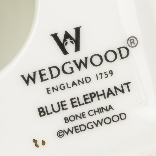 68 - Wedgwood Blue Elephant bone china collection to include: 2 x votive candle holders; incense burner w... 