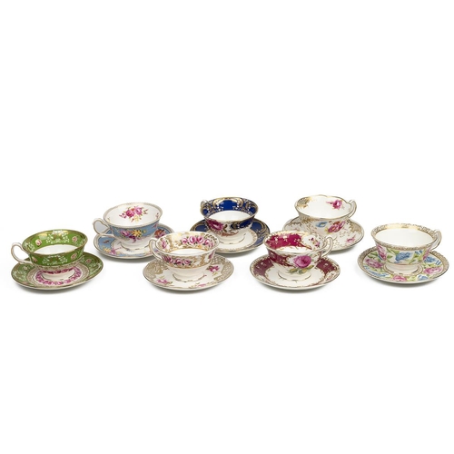 76 - Coalport China Museum - collection of seven limited edition cups and saucers to include Rose Cluster... 