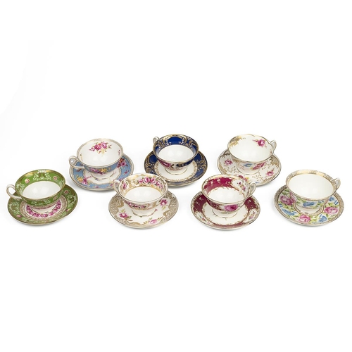 76 - Coalport China Museum - collection of seven limited edition cups and saucers to include Rose Cluster... 