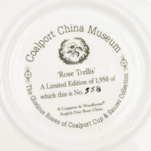 76 - Coalport China Museum - collection of seven limited edition cups and saucers to include Rose Cluster... 