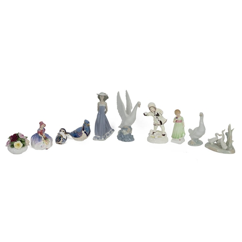 79 - Porcelain figurines to include: Royal Crown Derby paperweights - Duckling (Gold Stopper) and Blue Ja... 