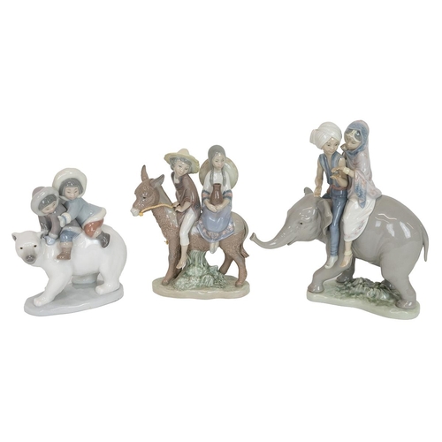 91 - Lladro - three figures by Jose Puche: A Ride in the Country no 5354, (issued 1986, retired 1994) wit... 